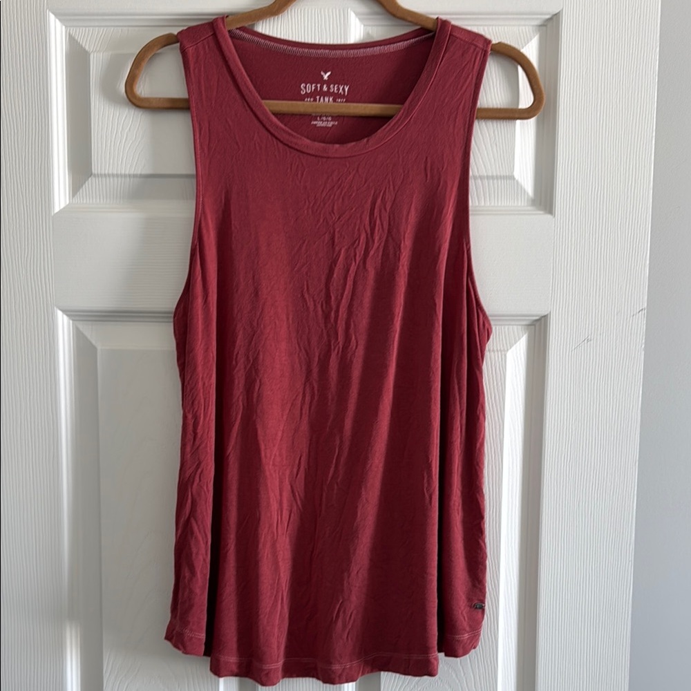 Red Sleeveless Relaxed Tank Top